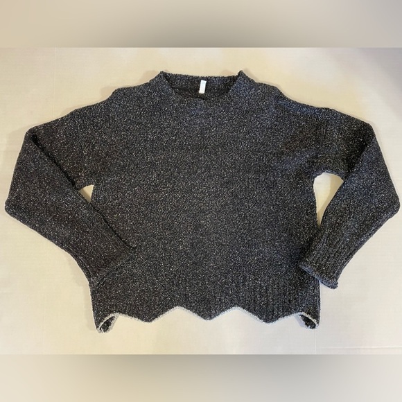 Raga Black Glitter Knit Sweater Scalloped Hem Size XS - Picture 6 of 6